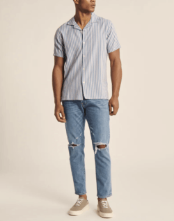 Las Rebajas en Abercrombie para Verano camisa cuello cubano rayas