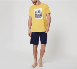 Catálogo Rebajas Alcampo Primavera Verano pijama de algodón In Extenso amarillo