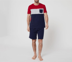 Catálogo Rebajas Alcampo Primavera Verano pijama de algodón In Extenso rojo, blanco y azul