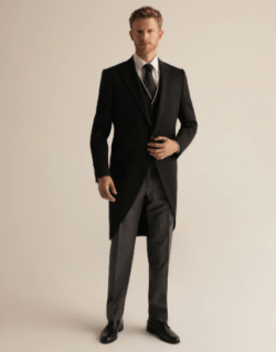 Trajes negros para novio chaqué negro y gris