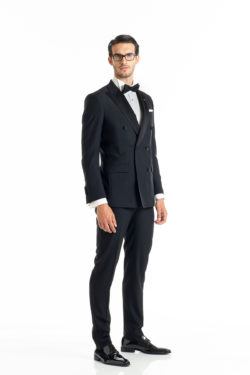 Trajes negros para novio esmoquin cruzado