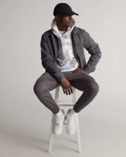 Las Rebajas en Abercrombie para Invierno camisa sarga elástica gris