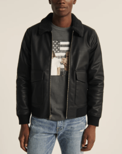 Las Rebajas en Abercrombie para Invierno cazadora aviador cuero vegano