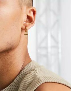Todos los pendientes de hombre modelo asos cruz dorada
