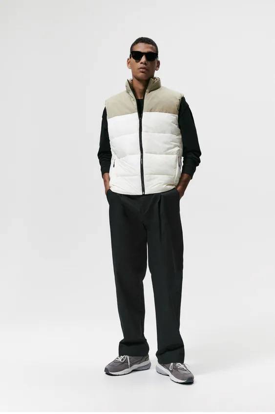 El catalogo de abrigos y chaquetas para hombre de zara chaleco acolchado color block