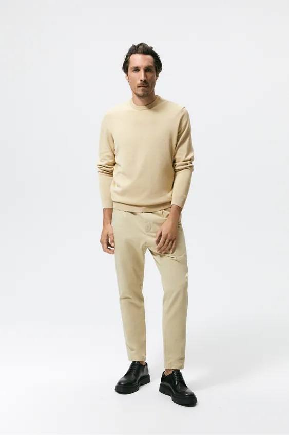 Los jerseis hombre zara algodon beige
