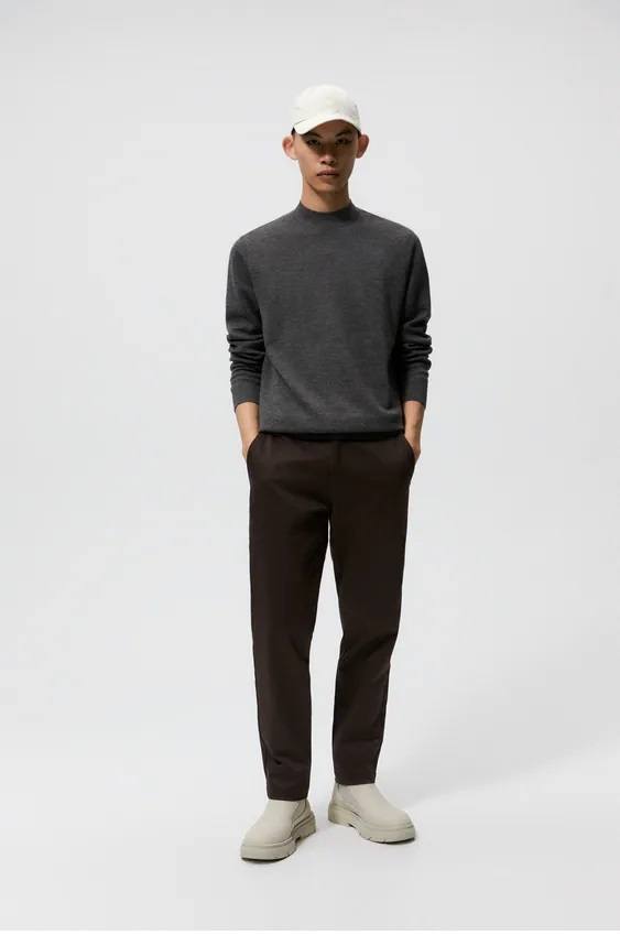 Los jerseis hombre zara cuello perkins gris