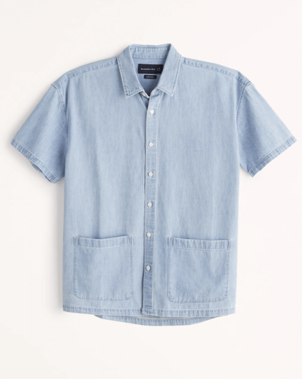 Las Rebajas en Abercrombie para Verano camisa short Sleeve Denim Button up